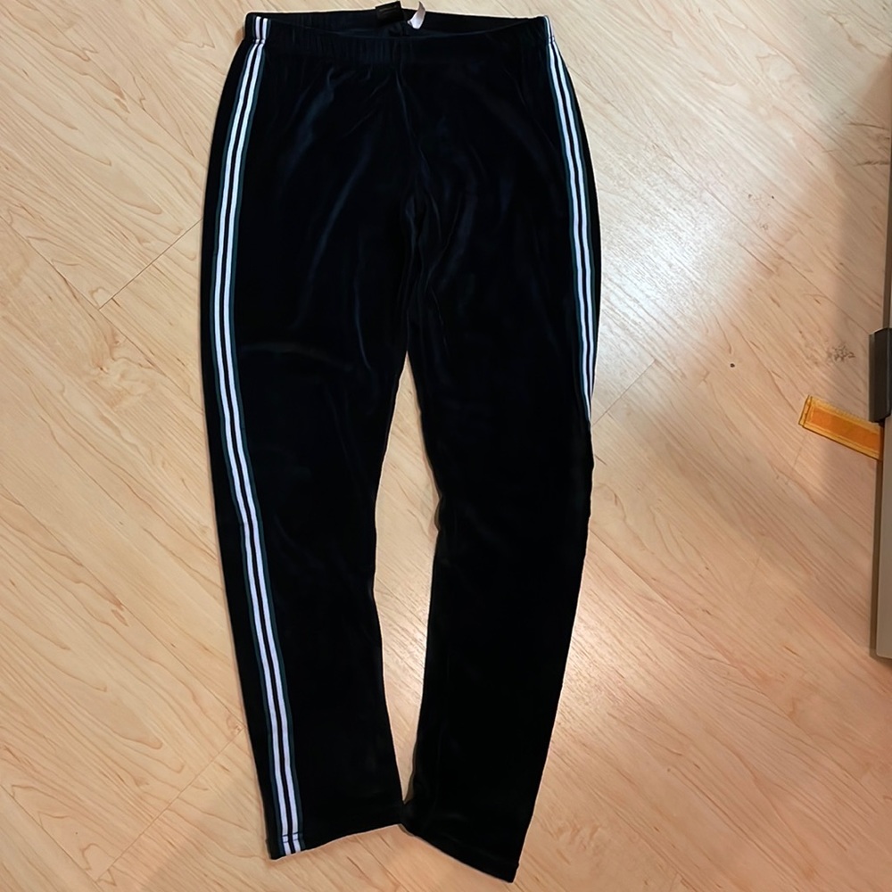 Velvet green and white stripe sweat pants